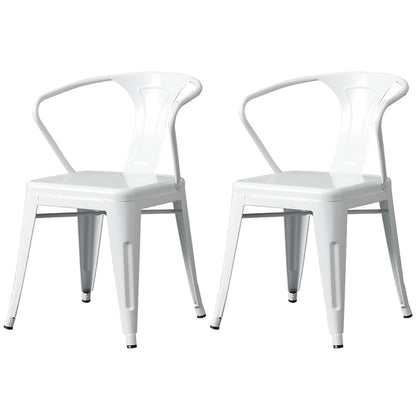 Metal Industrial Dining Chair Slat Back Stacking Arm Chair for Restaurant White Iron 2 Piece Set Clearhalo ' kitchen&dining_furn' 'Dining Chairs' 'Dining Tables & Seating' 'dining_chair' 'furn' 'furn_dining_chair' 'Furniture' 'furniture_dining_chair' 'Kitchen & Dining Furniture' 'kitchen' 3483984