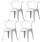 Metal Industrial Dining Chair Slat Back Stacking Arm Chair for Restaurant White Iron 4 Piece Set Clearhalo ' kitchen&dining_furn' 'Dining Chairs' 'Dining Tables & Seating' 'dining_chair' 'furn' 'furn_dining_chair' 'Furniture' 'furniture_dining_chair' 'Kitchen & Dining Furniture' 'kitchen' 3483985