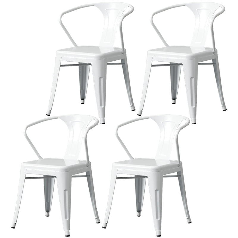 Metal Industrial Dining Chair Slat Back Stacking Arm Chair for Restaurant White Iron 4 Piece Set Clearhalo ' kitchen&dining_furn' 'Dining Chairs' 'Dining Tables & Seating' 'dining_chair' 'furn' 'furn_dining_chair' 'Furniture' 'furniture_dining_chair' 'Kitchen & Dining Furniture' 'kitchen' 3483985