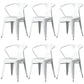 Metal Industrial Dining Chair Slat Back Stacking Arm Chair for Restaurant White Iron 6 Piece Set Clearhalo ' kitchen&dining_furn' 'Dining Chairs' 'Dining Tables & Seating' 'dining_chair' 'furn' 'furn_dining_chair' 'Furniture' 'furniture_dining_chair' 'Kitchen & Dining Furniture' 'kitchen' 3483986