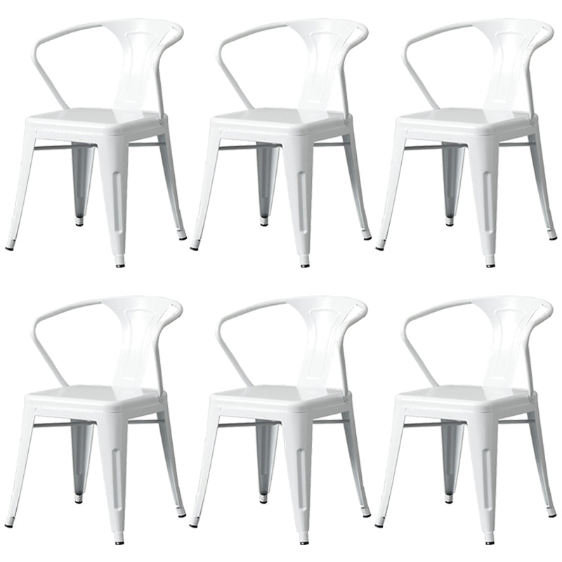 Metal Industrial Dining Chair Slat Back Stacking Arm Chair for Restaurant White Iron 6 Piece Set Clearhalo ' kitchen&dining_furn' 'Dining Chairs' 'Dining Tables & Seating' 'dining_chair' 'furn' 'furn_dining_chair' 'Furniture' 'furniture_dining_chair' 'Kitchen & Dining Furniture' 'kitchen' 3483986