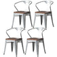 Metal Industrial Dining Chair Slat Back Stacking Arm Chair for Restaurant Silver Wood 4 Piece Set Clearhalo ' kitchen&dining_furn' 'Dining Chairs' 'Dining Tables & Seating' 'dining_chair' 'furn' 'furn_dining_chair' 'Furniture' 'furniture_dining_chair' 'Kitchen & Dining Furniture' 'kitchen' 3483988