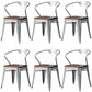 Metal Industrial Dining Chair Slat Back Stacking Arm Chair for Restaurant Silver Wood 6 Piece Set Clearhalo ' kitchen&dining_furn' 'Dining Chairs' 'Dining Tables & Seating' 'dining_chair' 'furn' 'furn_dining_chair' 'Furniture' 'furniture_dining_chair' 'Kitchen & Dining Furniture' 'kitchen' 3483989