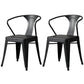 Metal Industrial Dining Chair Slat Back Stacking Arm Chair for Restaurant Black Iron 2 Piece Set Clearhalo ' kitchen&dining_furn' 'Dining Chairs' 'Dining Tables & Seating' 'dining_chair' 'furn' 'furn_dining_chair' 'Furniture' 'furniture_dining_chair' 'Kitchen & Dining Furniture' 'kitchen' 3483990