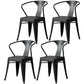 Metal Industrial Dining Chair Slat Back Stacking Arm Chair for Restaurant Black Iron 4 Piece Set Clearhalo ' kitchen&dining_furn' 'Dining Chairs' 'Dining Tables & Seating' 'dining_chair' 'furn' 'furn_dining_chair' 'Furniture' 'furniture_dining_chair' 'Kitchen & Dining Furniture' 'kitchen' 3483991