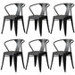 Metal Industrial Dining Chair Slat Back Stacking Arm Chair for Restaurant Black Iron 6 Piece Set Clearhalo ' kitchen&dining_furn' 'Dining Chairs' 'Dining Tables & Seating' 'dining_chair' 'furn' 'furn_dining_chair' 'Furniture' 'furniture_dining_chair' 'Kitchen & Dining Furniture' 'kitchen' 3483992