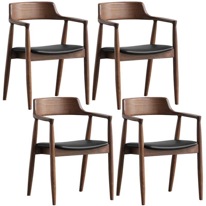 Contemporary Dining Chair 20'' Wide Open Arm Chair with 4 Wood Legs for Home Walnut Faux Leather 4 Piece Set Clearhalo ' kitchen&dining_furn' 'Dining Chairs' 'Dining Tables & Seating' 'dining_chair' 'furn' 'furn_dining_chair' 'Furniture' 'furniture_dining_chair' 'Kitchen & Dining Furniture' 'kitchen' 3483996