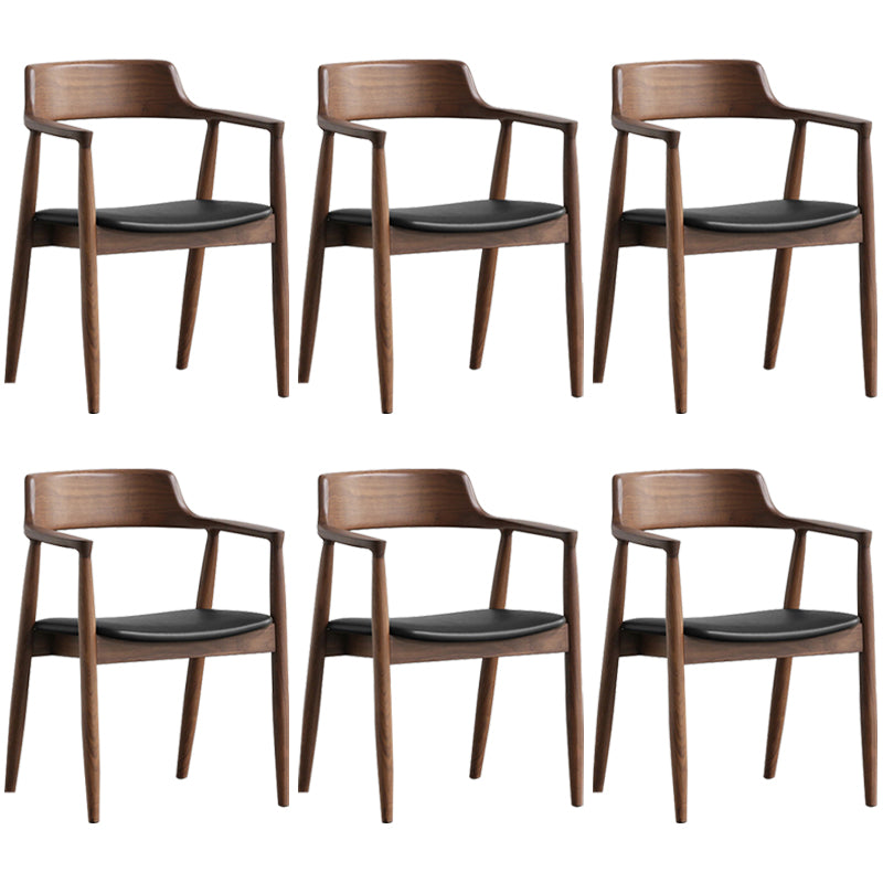Contemporary Dining Chair 20'' Wide Open Arm Chair with 4 Wood Legs for Home Walnut Faux Leather 6 Piece Set Clearhalo ' kitchen&dining_furn' 'Dining Chairs' 'Dining Tables & Seating' 'dining_chair' 'furn' 'furn_dining_chair' 'Furniture' 'furniture_dining_chair' 'Kitchen & Dining Furniture' 'kitchen' 3483997