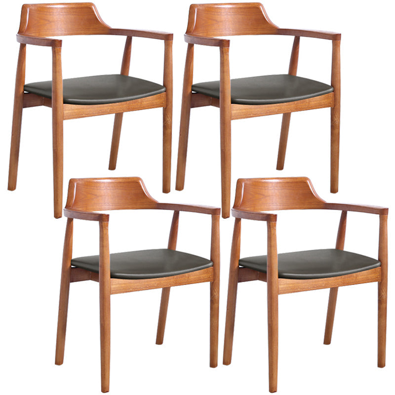 Contemporary Dining Chair 20'' Wide Open Arm Chair with 4 Wood Legs for Home Brown Faux Leather 4 Piece Set Clearhalo ' kitchen&dining_furn' 'Dining Chairs' 'Dining Tables & Seating' 'dining_chair' 'furn' 'furn_dining_chair' 'Furniture' 'furniture_dining_chair' 'Kitchen & Dining Furniture' 'kitchen' 3484007