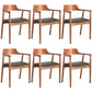 Contemporary Dining Chair 20'' Wide Open Arm Chair with 4 Wood Legs for Home Brown Faux Leather 6 Piece Set Clearhalo ' kitchen&dining_furn' 'Dining Chairs' 'Dining Tables & Seating' 'dining_chair' 'furn' 'furn_dining_chair' 'Furniture' 'furniture_dining_chair' 'Kitchen & Dining Furniture' 'kitchen' 3484010