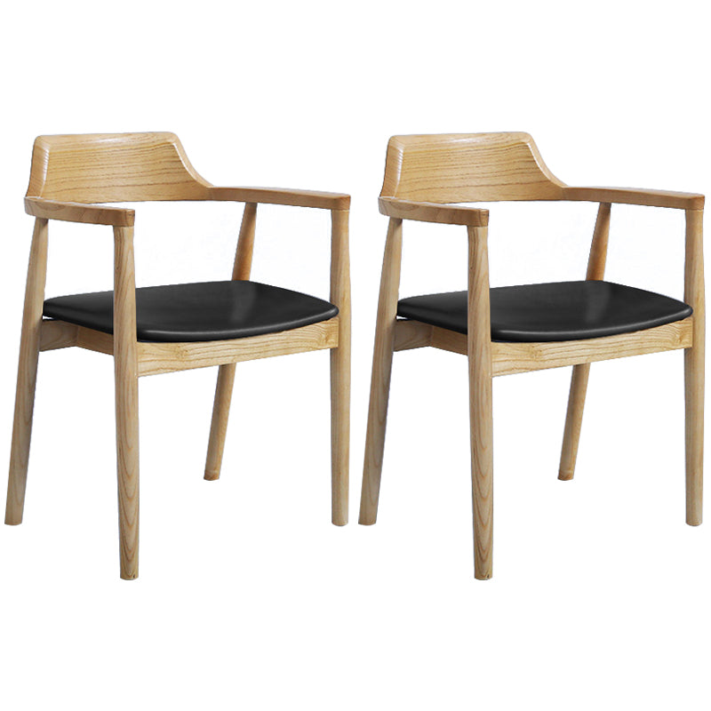 Contemporary Dining Chair 20'' Wide Open Arm Chair with 4 Wood Legs for Home Wood Faux Leather 2 Piece Set Clearhalo ' kitchen&dining_furn' 'Dining Chairs' 'Dining Tables & Seating' 'dining_chair' 'furn' 'furn_dining_chair' 'Furniture' 'furniture_dining_chair' 'Kitchen & Dining Furniture' 'kitchen' 3484012