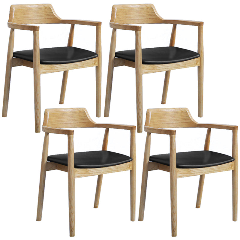 Contemporary Dining Chair 20'' Wide Open Arm Chair with 4 Wood Legs for Home Wood Faux Leather 4 Piece Set Clearhalo ' kitchen&dining_furn' 'Dining Chairs' 'Dining Tables & Seating' 'dining_chair' 'furn' 'furn_dining_chair' 'Furniture' 'furniture_dining_chair' 'Kitchen & Dining Furniture' 'kitchen' 3484014