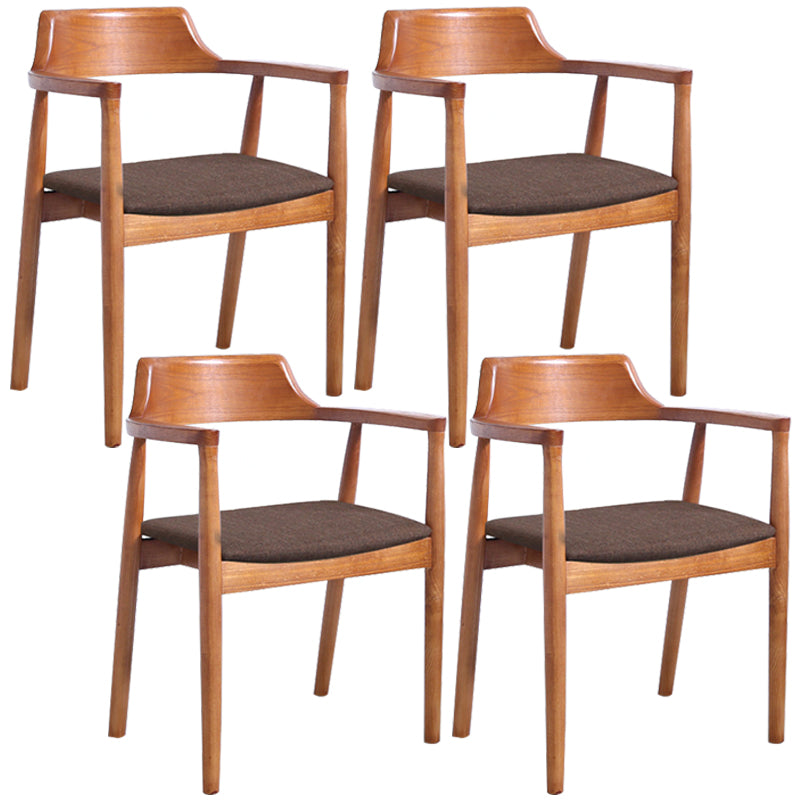 Contemporary Dining Chair 20'' Wide Open Arm Chair with 4 Wood Legs for Home Brown Linen 4 Piece Set Clearhalo ' kitchen&dining_furn' 'Dining Chairs' 'Dining Tables & Seating' 'dining_chair' 'furn' 'furn_dining_chair' 'Furniture' 'furniture_dining_chair' 'Kitchen & Dining Furniture' 'kitchen' 3484020