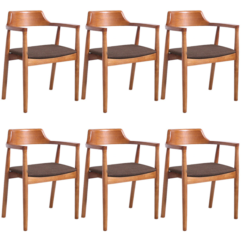 Contemporary Dining Chair 20'' Wide Open Arm Chair with 4 Wood Legs for Home Brown Linen 6 Piece Set Clearhalo ' kitchen&dining_furn' 'Dining Chairs' 'Dining Tables & Seating' 'dining_chair' 'furn' 'furn_dining_chair' 'Furniture' 'furniture_dining_chair' 'Kitchen & Dining Furniture' 'kitchen' 3484021