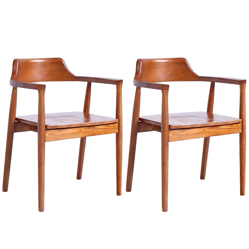 Contemporary Dining Chair 20'' Wide Open Arm Chair with 4 Wood Legs for Home Brown Wood 2 Piece Set Clearhalo ' kitchen&dining_furn' 'Dining Chairs' 'Dining Tables & Seating' 'dining_chair' 'furn' 'furn_dining_chair' 'Furniture' 'furniture_dining_chair' 'Kitchen & Dining Furniture' 'kitchen' 3484026