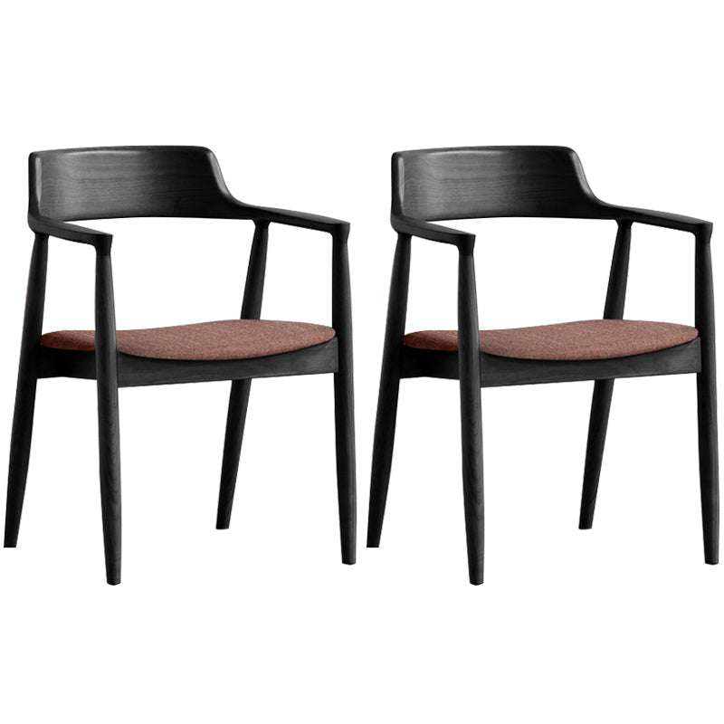 Contemporary Dining Chair 20'' Wide Open Arm Chair with 4 Wood Legs for Home Black Linen 2 Piece Set Clearhalo ' kitchen&dining_furn' 'Dining Chairs' 'Dining Tables & Seating' 'dining_chair' 'furn' 'furn_dining_chair' 'Furniture' 'furniture_dining_chair' 'Kitchen & Dining Furniture' 'kitchen' 3484029