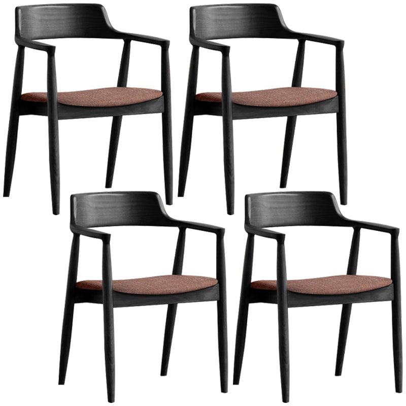 Contemporary Dining Chair 20'' Wide Open Arm Chair with 4 Wood Legs for Home Black Linen 4 Piece Set Clearhalo ' kitchen&dining_furn' 'Dining Chairs' 'Dining Tables & Seating' 'dining_chair' 'furn' 'furn_dining_chair' 'Furniture' 'furniture_dining_chair' 'Kitchen & Dining Furniture' 'kitchen' 3484030
