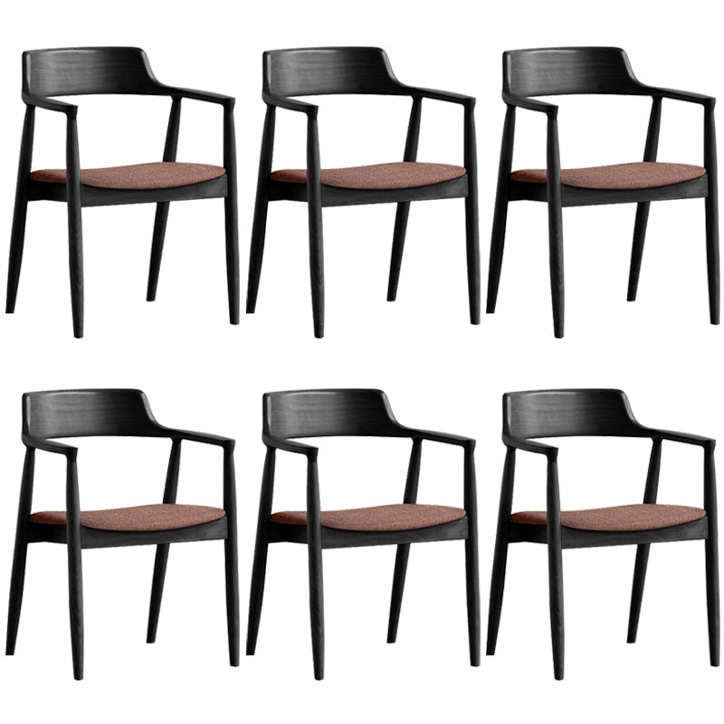 Contemporary Dining Chair 20'' Wide Open Arm Chair with 4 Wood Legs for Home Black Linen 6 Piece Set Clearhalo ' kitchen&dining_furn' 'Dining Chairs' 'Dining Tables & Seating' 'dining_chair' 'furn' 'furn_dining_chair' 'Furniture' 'furniture_dining_chair' 'Kitchen & Dining Furniture' 'kitchen' 3484031