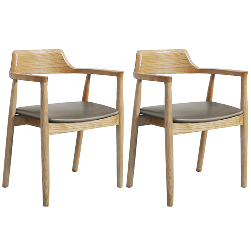 Contemporary Dining Chair 20'' Wide Open Arm Chair with 4 Wood Legs for Home Wood Leather 2 Piece Set Clearhalo ' kitchen&dining_furn' 'Dining Chairs' 'Dining Tables & Seating' 'dining_chair' 'furn' 'furn_dining_chair' 'Furniture' 'furniture_dining_chair' 'Kitchen & Dining Furniture' 'kitchen' 3484038