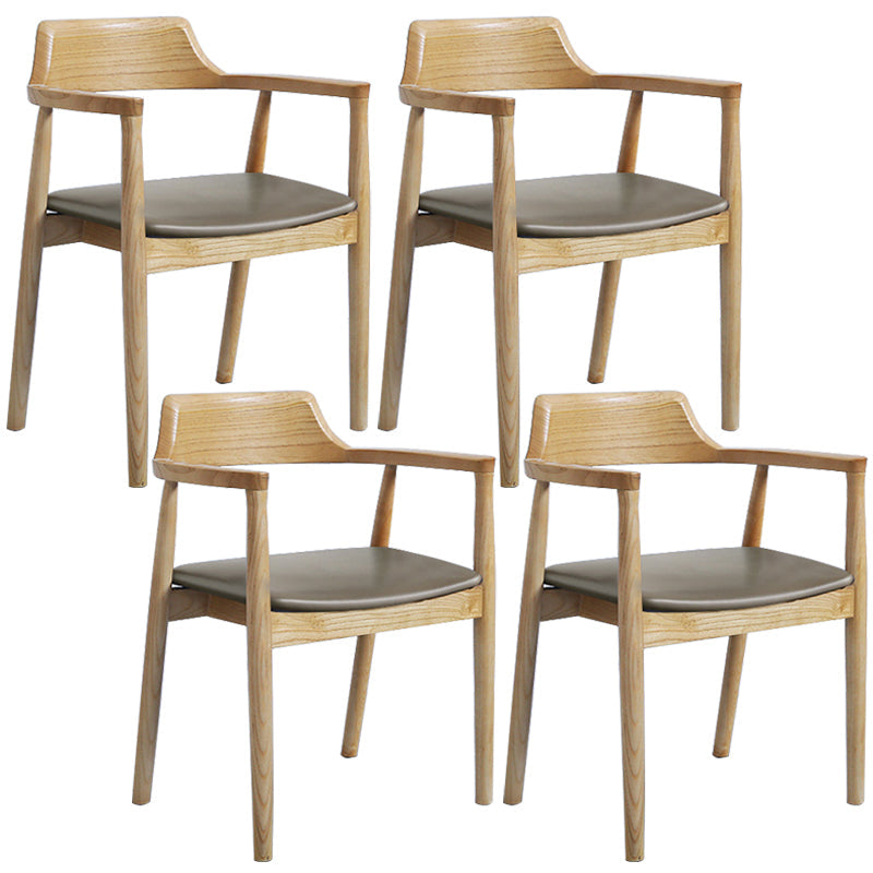 Contemporary Dining Chair 20'' Wide Open Arm Chair with 4 Wood Legs for Home Wood Leather 4 Piece Set Clearhalo ' kitchen&dining_furn' 'Dining Chairs' 'Dining Tables & Seating' 'dining_chair' 'furn' 'furn_dining_chair' 'Furniture' 'furniture_dining_chair' 'Kitchen & Dining Furniture' 'kitchen' 3484039
