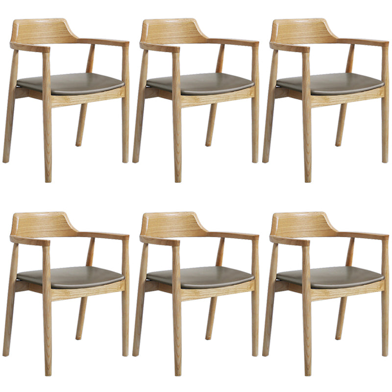 Contemporary Dining Chair 20'' Wide Open Arm Chair with 4 Wood Legs for Home Wood Leather 6 Piece Set Clearhalo ' kitchen&dining_furn' 'Dining Chairs' 'Dining Tables & Seating' 'dining_chair' 'furn' 'furn_dining_chair' 'Furniture' 'furniture_dining_chair' 'Kitchen & Dining Furniture' 'kitchen' 3484040