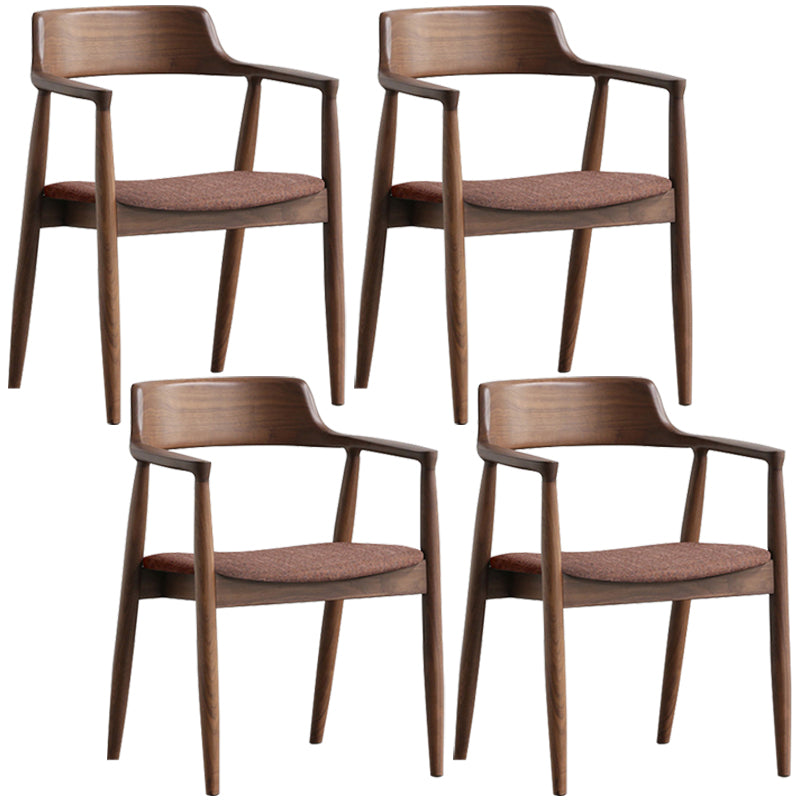 Contemporary Dining Chair 20'' Wide Open Arm Chair with 4 Wood Legs for Home Walnut Linen 4 Piece Set Clearhalo ' kitchen&dining_furn' 'Dining Chairs' 'Dining Tables & Seating' 'dining_chair' 'furn' 'furn_dining_chair' 'Furniture' 'furniture_dining_chair' 'Kitchen & Dining Furniture' 'kitchen' 3484045