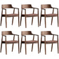 Contemporary Dining Chair 20'' Wide Open Arm Chair with 4 Wood Legs for Home Walnut Linen 6 Piece Set Clearhalo ' kitchen&dining_furn' 'Dining Chairs' 'Dining Tables & Seating' 'dining_chair' 'furn' 'furn_dining_chair' 'Furniture' 'furniture_dining_chair' 'Kitchen & Dining Furniture' 'kitchen' 3484046