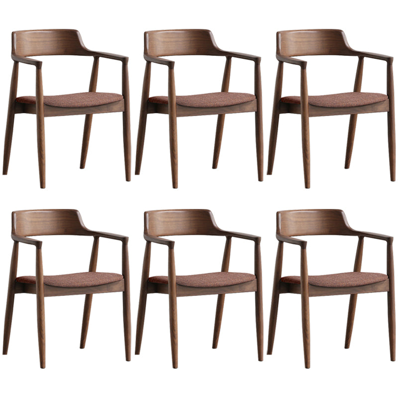 Contemporary Dining Chair 20'' Wide Open Arm Chair with 4 Wood Legs for Home Walnut Linen 6 Piece Set Clearhalo ' kitchen&dining_furn' 'Dining Chairs' 'Dining Tables & Seating' 'dining_chair' 'furn' 'furn_dining_chair' 'Furniture' 'furniture_dining_chair' 'Kitchen & Dining Furniture' 'kitchen' 3484046