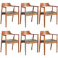 Contemporary Dining Chair 20'' Wide Open Arm Chair with 4 Wood Legs for Home Brown Leather 6 Piece Set Clearhalo ' kitchen&dining_furn' 'Dining Chairs' 'Dining Tables & Seating' 'dining_chair' 'furn' 'furn_dining_chair' 'Furniture' 'furniture_dining_chair' 'Kitchen & Dining Furniture' 'kitchen' 3484049