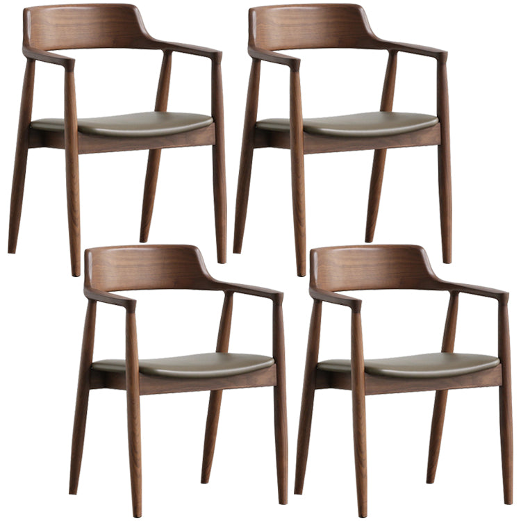 Contemporary Dining Chair 20'' Wide Open Arm Chair with 4 Wood Legs for Home Walnut Leather 4 Piece Set Clearhalo ' kitchen&dining_furn' 'Dining Chairs' 'Dining Tables & Seating' 'dining_chair' 'furn' 'furn_dining_chair' 'Furniture' 'furniture_dining_chair' 'Kitchen & Dining Furniture' 'kitchen' 3484051