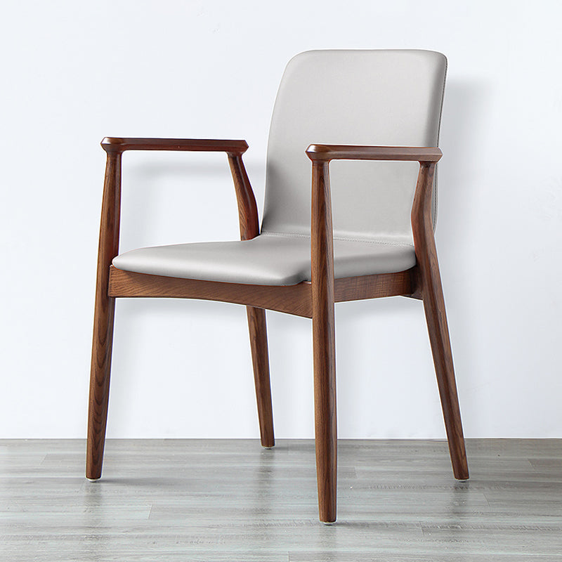 Contemporary Solid Back Kitchen Dining Arm Chair Solid Wood Dining Arm Chair Grey 1 Piece Walnut Clearhalo ' kitchen&dining_furn' 'Dining Chairs' 'Dining Tables & Seating' 'dining_chair' 'furn' 'furn_dining_chair' 'Furniture' 'furniture_dining_chair' 'Kitchen & Dining Furniture' 'kitchen' 3484084