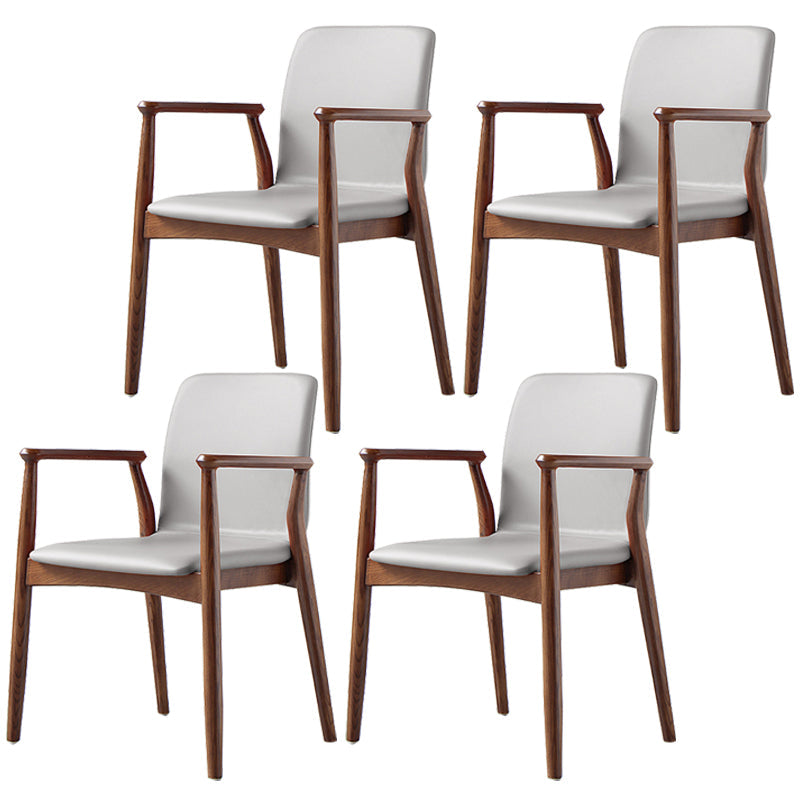 Contemporary Solid Back Kitchen Dining Arm Chair Solid Wood Dining Arm Chair Grey 4 Piece Set Walnut Clearhalo ' kitchen&dining_furn' 'Dining Chairs' 'Dining Tables & Seating' 'dining_chair' 'furn' 'furn_dining_chair' 'Furniture' 'furniture_dining_chair' 'Kitchen & Dining Furniture' 'kitchen' 3484087