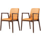 Contemporary Solid Back Kitchen Dining Arm Chair Solid Wood Dining Arm Chair Orange Yellow 2 Piece Set Walnut Clearhalo ' kitchen&dining_furn' 'Dining Chairs' 'Dining Tables & Seating' 'dining_chair' 'furn' 'furn_dining_chair' 'Furniture' 'furniture_dining_chair' 'Kitchen & Dining Furniture' 'kitchen' 3484092