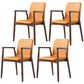 Contemporary Solid Back Kitchen Dining Arm Chair Solid Wood Dining Arm Chair Orange Yellow 4 Piece Set Walnut Clearhalo ' kitchen&dining_furn' 'Dining Chairs' 'Dining Tables & Seating' 'dining_chair' 'furn' 'furn_dining_chair' 'Furniture' 'furniture_dining_chair' 'Kitchen & Dining Furniture' 'kitchen' 3484094