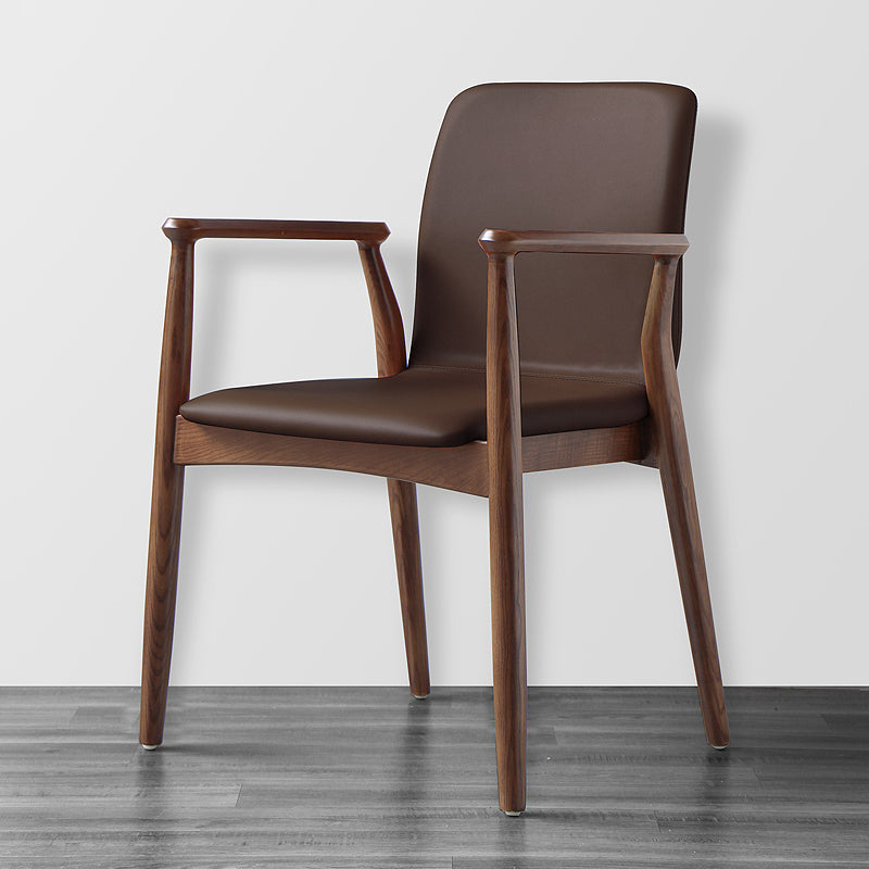 Contemporary Solid Back Kitchen Dining Arm Chair Solid Wood Dining Arm Chair Coffee 1 Piece Walnut Clearhalo ' kitchen&dining_furn' 'Dining Chairs' 'Dining Tables & Seating' 'dining_chair' 'furn' 'furn_dining_chair' 'Furniture' 'furniture_dining_chair' 'Kitchen & Dining Furniture' 'kitchen' 3484096