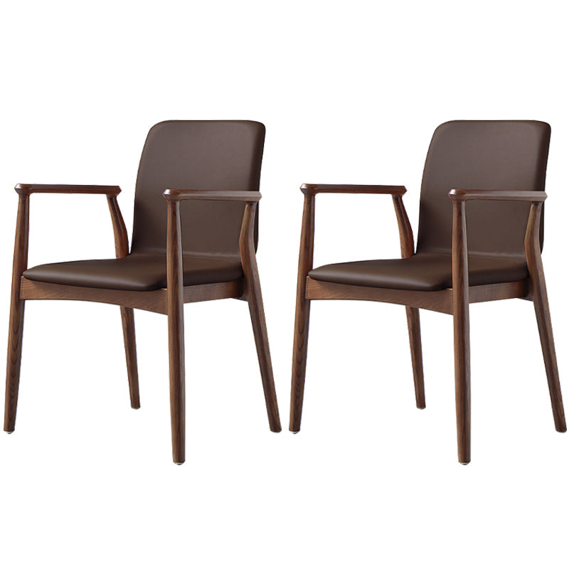 Contemporary Solid Back Kitchen Dining Arm Chair Solid Wood Dining Arm Chair Coffee 2 Piece Set Walnut Clearhalo ' kitchen&dining_furn' 'Dining Chairs' 'Dining Tables & Seating' 'dining_chair' 'furn' 'furn_dining_chair' 'Furniture' 'furniture_dining_chair' 'Kitchen & Dining Furniture' 'kitchen' 3484098