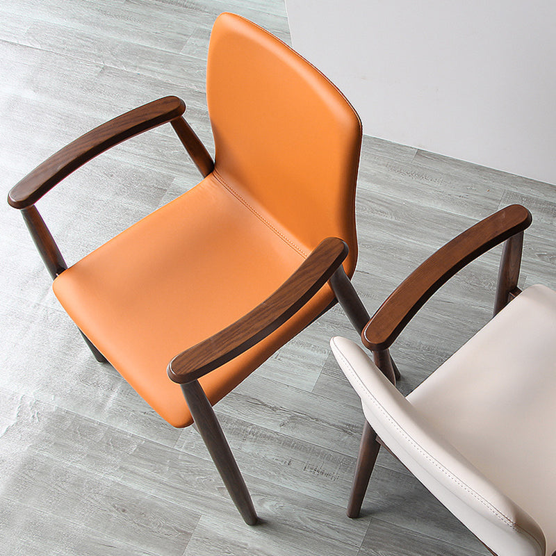 Contemporary Solid Back Kitchen Dining Arm Chair Solid Wood Dining Arm Chair Clearhalo ' kitchen&dining_furn' 'Dining Chairs' 'Dining Tables & Seating' 'dining_chair' 'furn' 'furn_dining_chair' 'Furniture' 'furniture_dining_chair' 'Kitchen & Dining Furniture' 'kitchen' 3484099