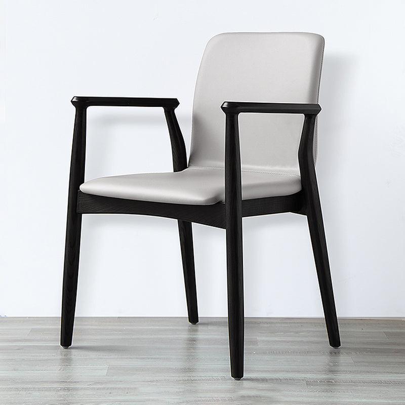 Contemporary Solid Back Kitchen Dining Arm Chair Solid Wood Dining Arm Chair Grey 1 Piece Black Clearhalo ' kitchen&dining_furn' 'Dining Chairs' 'Dining Tables & Seating' 'dining_chair' 'furn' 'furn_dining_chair' 'Furniture' 'furniture_dining_chair' 'Kitchen & Dining Furniture' 'kitchen' 3484102