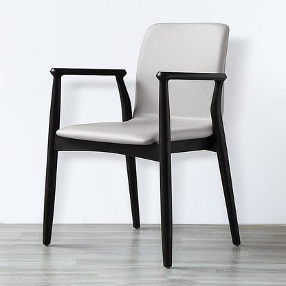 Contemporary Solid Back Kitchen Dining Arm Chair Solid Wood Dining Arm Chair Grey 1 Piece Black Clearhalo ' kitchen&dining_furn' 'Dining Chairs' 'Dining Tables & Seating' 'dining_chair' 'furn' 'furn_dining_chair' 'Furniture' 'furniture_dining_chair' 'Kitchen & Dining Furniture' 'kitchen' 3484102