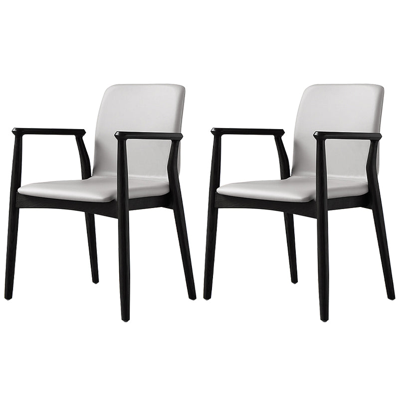Contemporary Solid Back Kitchen Dining Arm Chair Solid Wood Dining Arm Chair Grey 2 Piece Set Black Clearhalo ' kitchen&dining_furn' 'Dining Chairs' 'Dining Tables & Seating' 'dining_chair' 'furn' 'furn_dining_chair' 'Furniture' 'furniture_dining_chair' 'Kitchen & Dining Furniture' 'kitchen' 3484103