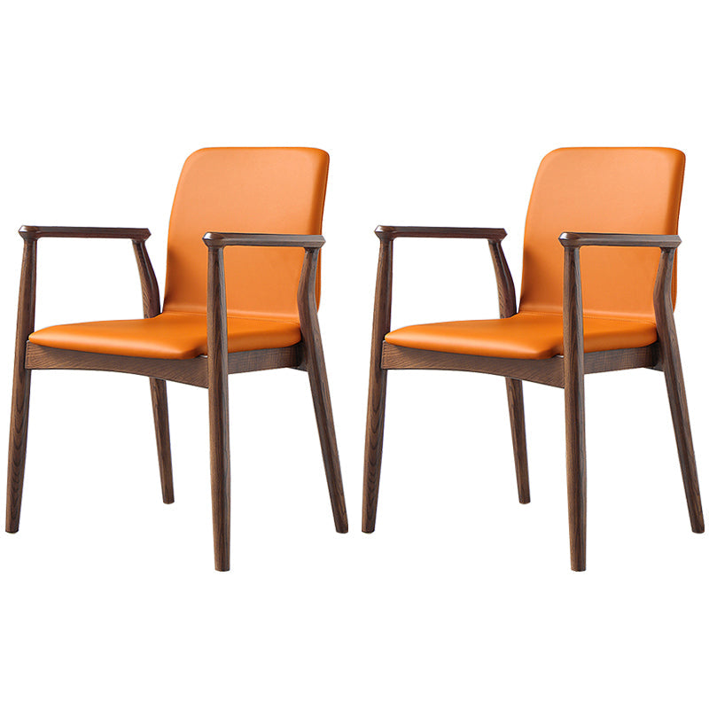 Contemporary Solid Back Kitchen Dining Arm Chair Solid Wood Dining Arm Chair Orange 2 Piece Set Walnut Clearhalo ' kitchen&dining_furn' 'Dining Chairs' 'Dining Tables & Seating' 'dining_chair' 'furn' 'furn_dining_chair' 'Furniture' 'furniture_dining_chair' 'Kitchen & Dining Furniture' 'kitchen' 3484110