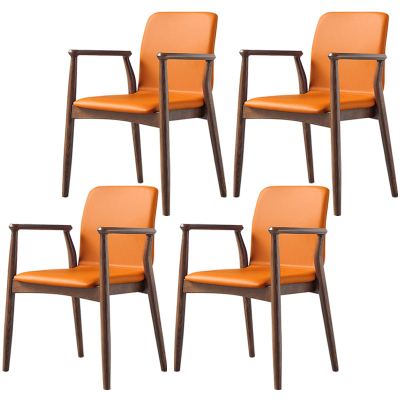Contemporary Solid Back Kitchen Dining Arm Chair Solid Wood Dining Arm Chair Orange 4 Piece Set Walnut Clearhalo ' kitchen&dining_furn' 'Dining Chairs' 'Dining Tables & Seating' 'dining_chair' 'furn' 'furn_dining_chair' 'Furniture' 'furniture_dining_chair' 'Kitchen & Dining Furniture' 'kitchen' 3484112