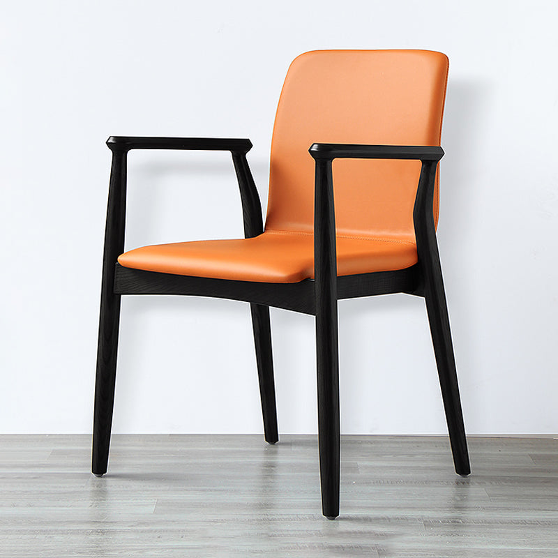 Contemporary Solid Back Kitchen Dining Arm Chair Solid Wood Dining Arm Chair Orange 1 Piece Black Clearhalo ' kitchen&dining_furn' 'Dining Chairs' 'Dining Tables & Seating' 'dining_chair' 'furn' 'furn_dining_chair' 'Furniture' 'furniture_dining_chair' 'Kitchen & Dining Furniture' 'kitchen' 3484113