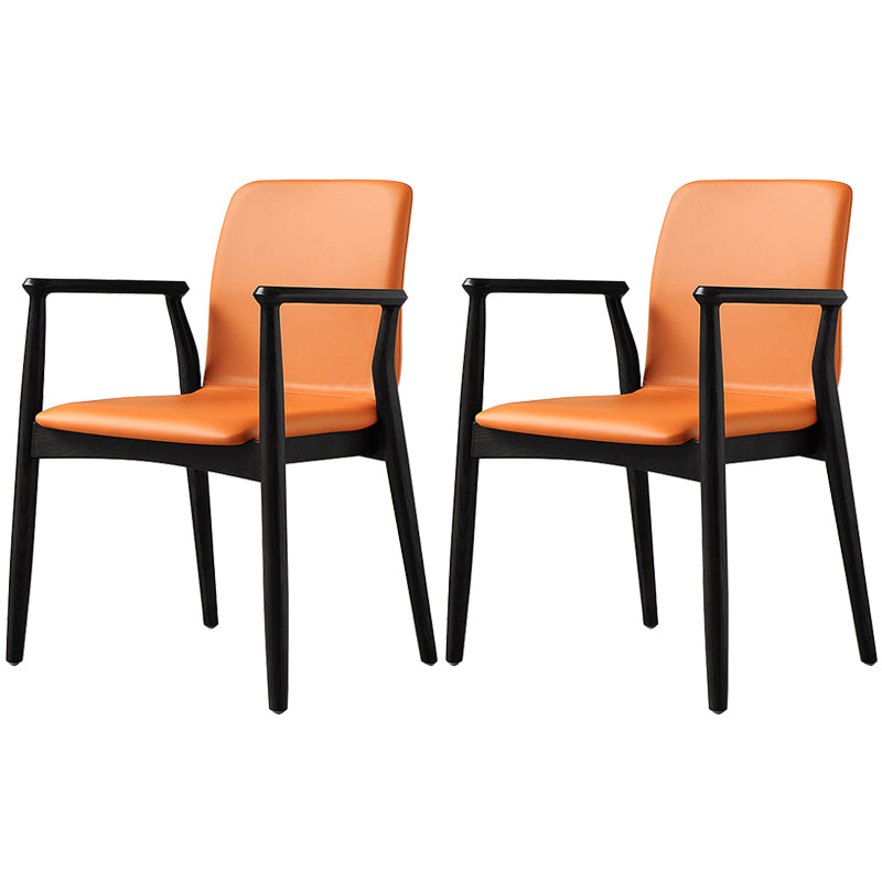 Contemporary Solid Back Kitchen Dining Arm Chair Solid Wood Dining Arm Chair Orange 2 Piece Set Black Clearhalo ' kitchen&dining_furn' 'Dining Chairs' 'Dining Tables & Seating' 'dining_chair' 'furn' 'furn_dining_chair' 'Furniture' 'furniture_dining_chair' 'Kitchen & Dining Furniture' 'kitchen' 3484114