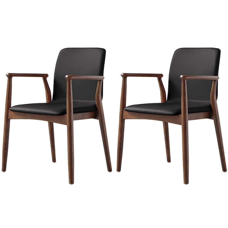 Contemporary Solid Back Kitchen Dining Arm Chair Solid Wood Dining Arm Chair Black 2 Piece Set Walnut Clearhalo ' kitchen&dining_furn' 'Dining Chairs' 'Dining Tables & Seating' 'dining_chair' 'furn' 'furn_dining_chair' 'Furniture' 'furniture_dining_chair' 'Kitchen & Dining Furniture' 'kitchen' 3484117