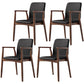 Contemporary Solid Back Kitchen Dining Arm Chair Solid Wood Dining Arm Chair Black 4 Piece Set Walnut Clearhalo ' kitchen&dining_furn' 'Dining Chairs' 'Dining Tables & Seating' 'dining_chair' 'furn' 'furn_dining_chair' 'Furniture' 'furniture_dining_chair' 'Kitchen & Dining Furniture' 'kitchen' 3484118