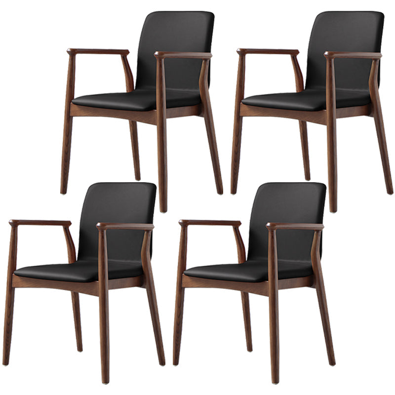 Contemporary Solid Back Kitchen Dining Arm Chair Solid Wood Dining Arm Chair Black 4 Piece Set Walnut Clearhalo ' kitchen&dining_furn' 'Dining Chairs' 'Dining Tables & Seating' 'dining_chair' 'furn' 'furn_dining_chair' 'Furniture' 'furniture_dining_chair' 'Kitchen & Dining Furniture' 'kitchen' 3484118