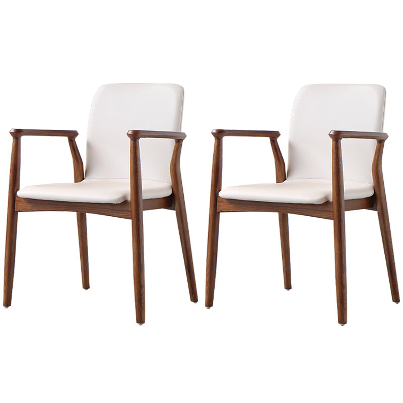 Contemporary Solid Back Kitchen Dining Arm Chair Solid Wood Dining Arm Chair Off-White 2 Piece Set Walnut Clearhalo ' kitchen&dining_furn' 'Dining Chairs' 'Dining Tables & Seating' 'dining_chair' 'furn' 'furn_dining_chair' 'Furniture' 'furniture_dining_chair' 'Kitchen & Dining Furniture' 'kitchen' 3484120