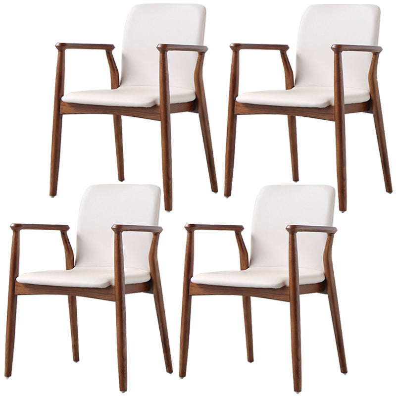 Contemporary Solid Back Kitchen Dining Arm Chair Solid Wood Dining Arm Chair Off-White 4 Piece Set Walnut Clearhalo ' kitchen&dining_furn' 'Dining Chairs' 'Dining Tables & Seating' 'dining_chair' 'furn' 'furn_dining_chair' 'Furniture' 'furniture_dining_chair' 'Kitchen & Dining Furniture' 'kitchen' 3484121