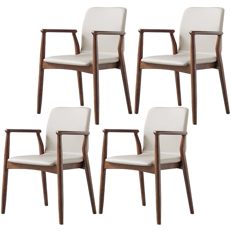 Contemporary Solid Back Kitchen Dining Arm Chair Solid Wood Dining Arm Chair Apricot 4 Piece Set Walnut Clearhalo ' kitchen&dining_furn' 'Dining Chairs' 'Dining Tables & Seating' 'dining_chair' 'furn' 'furn_dining_chair' 'Furniture' 'furniture_dining_chair' 'Kitchen & Dining Furniture' 'kitchen' 3484124